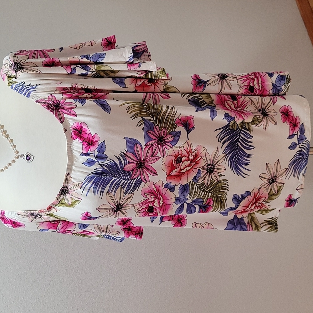 e. Luna OFF SHOULDER FLORAL PRINT SHORT BELL SLEEVE PEASANT TOP BLOUSE SHIRT 3X - Picture 10 of 10
